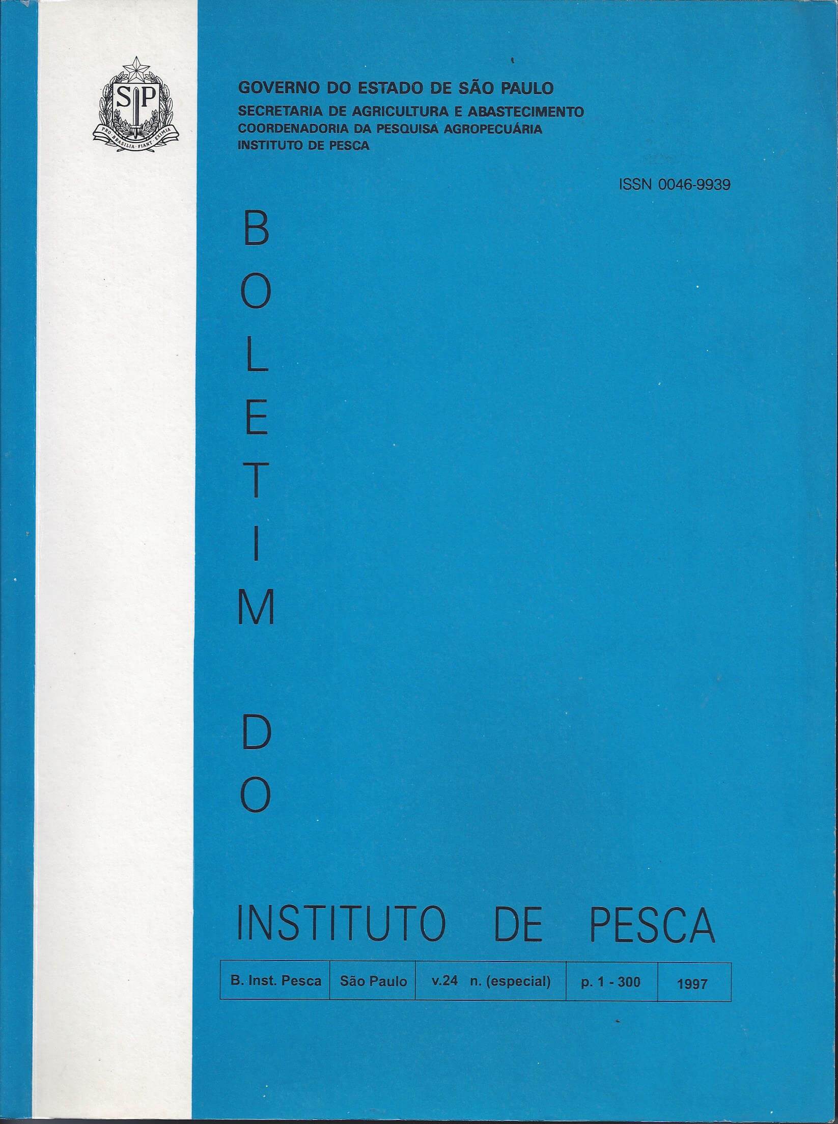 					View Vol. 24 No. Especial (1997): BOLETIM DO INSTITUTO DE PESCA
				