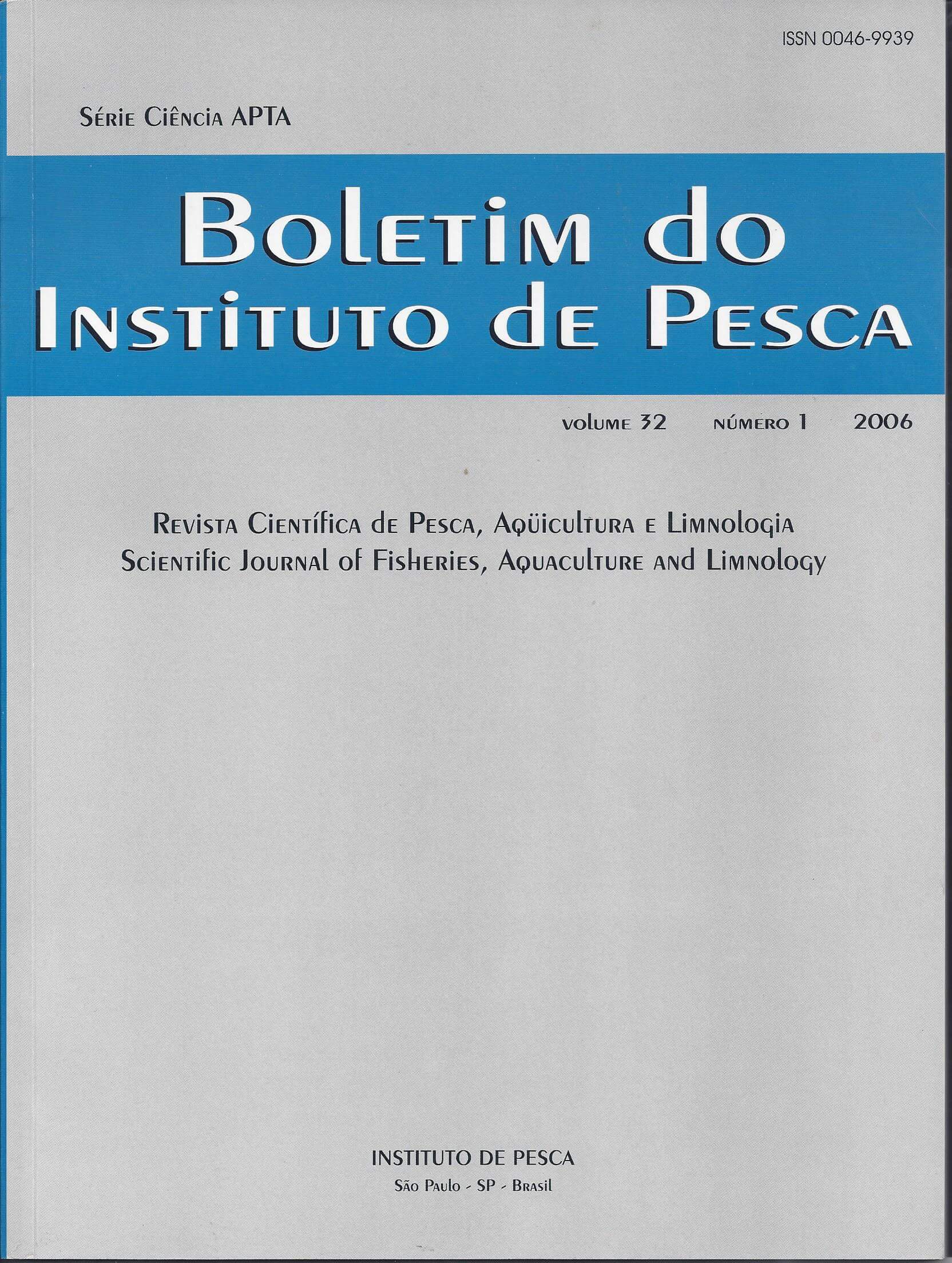 					Visualizar v. 32 n. 1 (2006): BOLETIM DO INSTITUTO DE PESCA
				