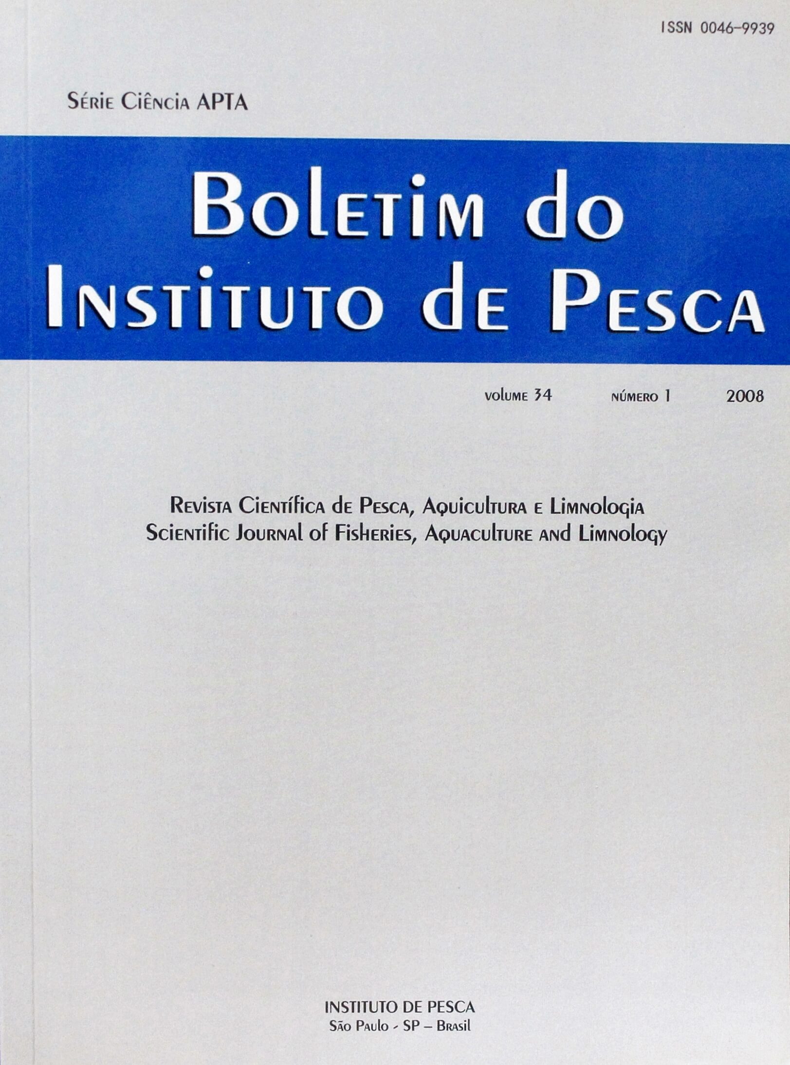 					View Vol. 34 No. 1 (2008): BOLETIM DO INSTITUTO DE PESCA
				