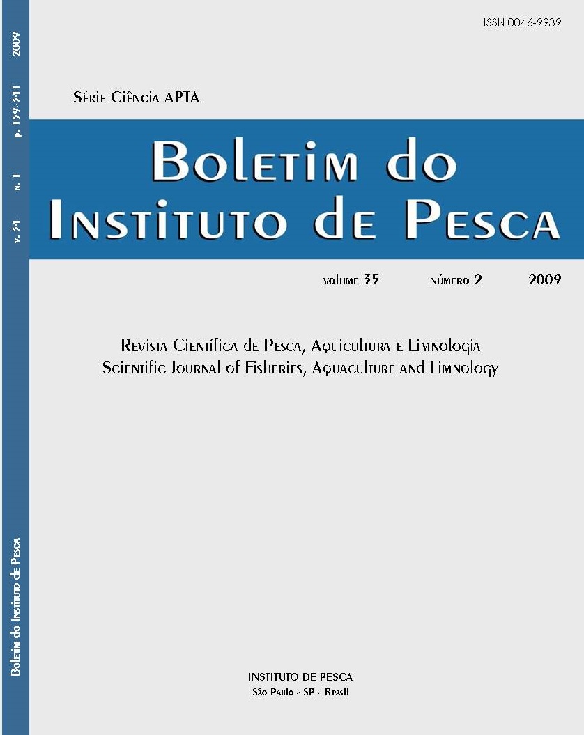 					View Vol. 35 No. 2 (2009): BOLETIM DO INSTITUTO DE PESCA
				