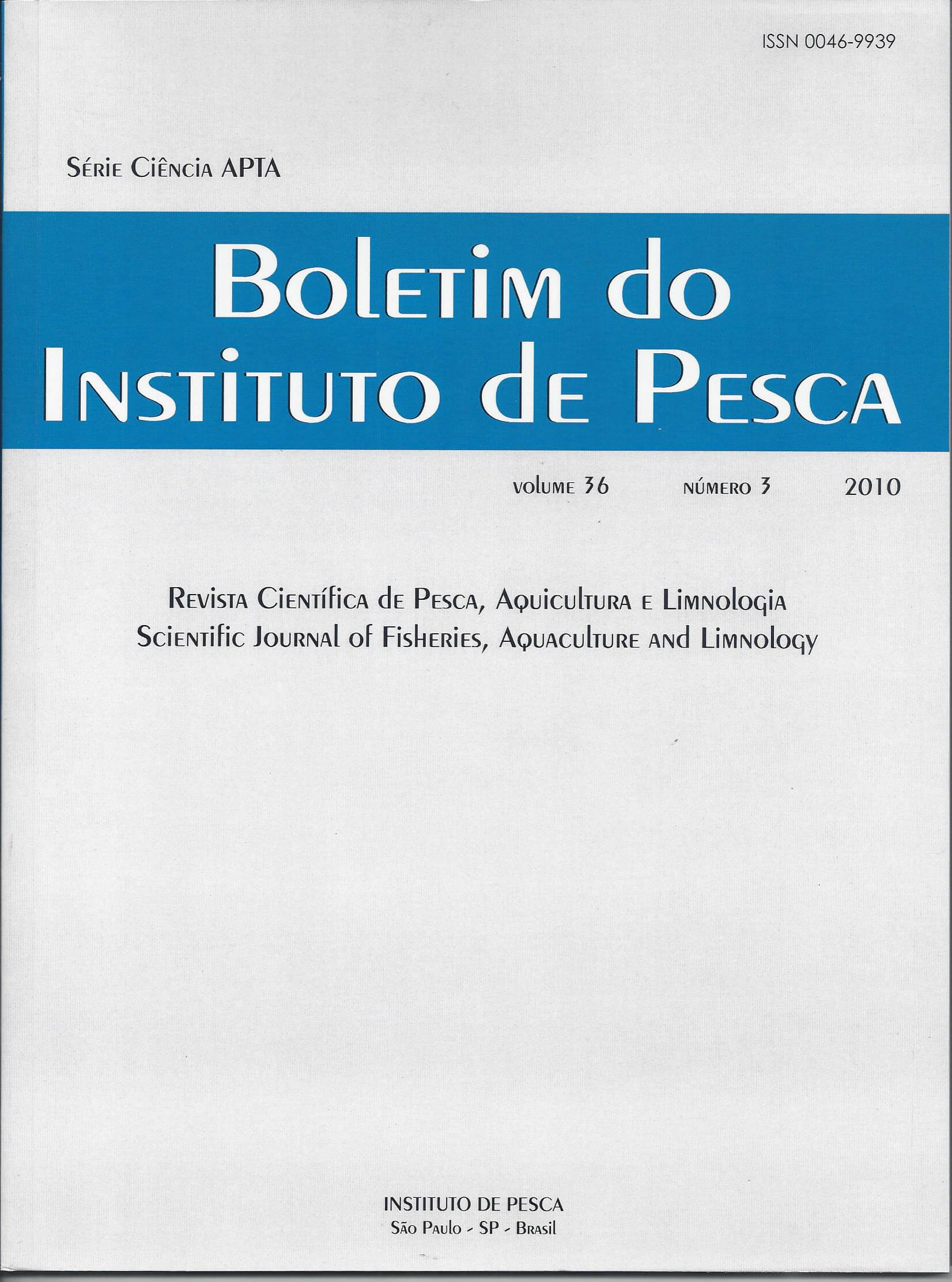 					View Vol. 36 No. 3 (2010): BOLETIM DO INSTITUTO DE PESCA
				