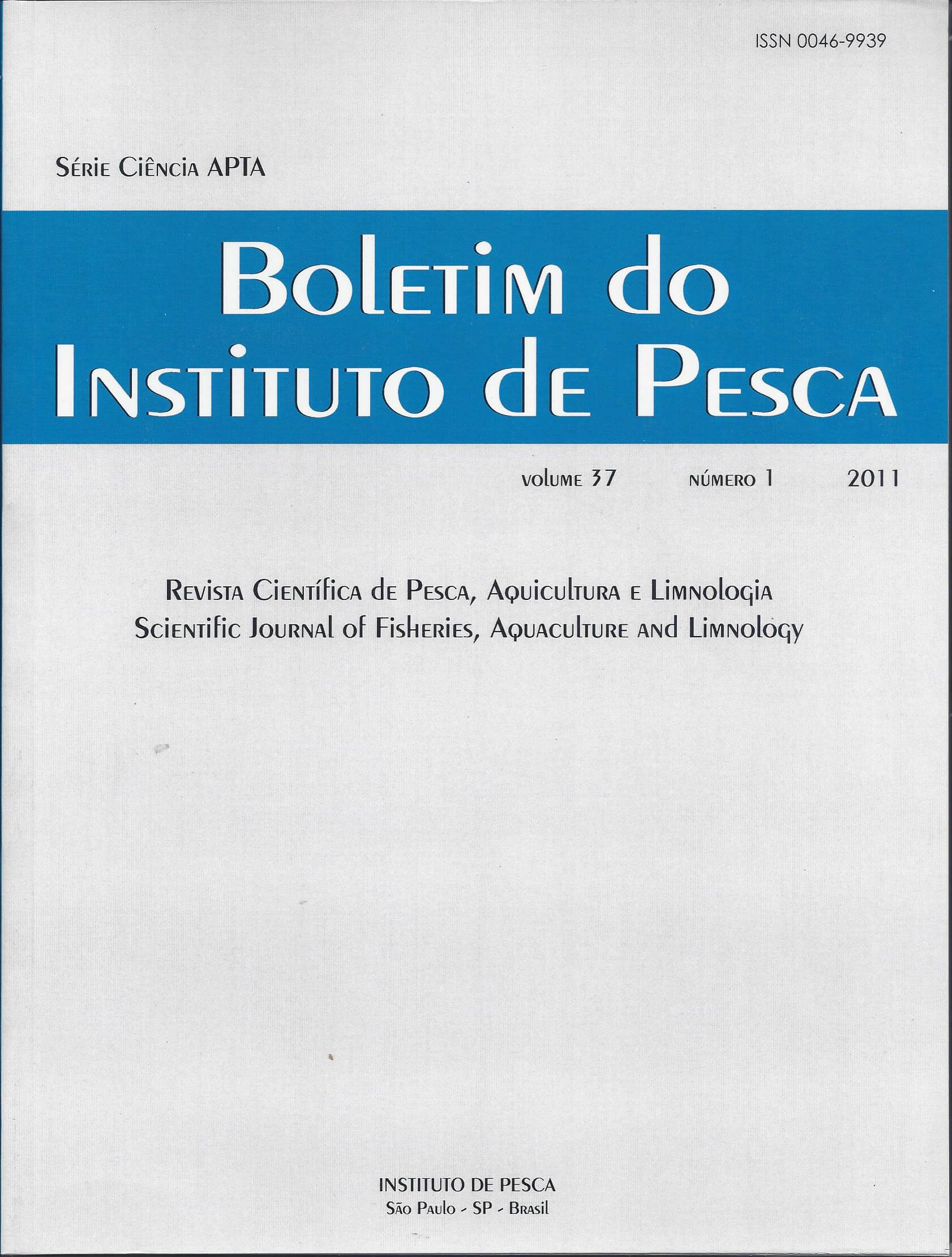 					Visualizar v. 37 n. 1 (2011): BOLETIM DO INSTITUTO DE PESCA
				